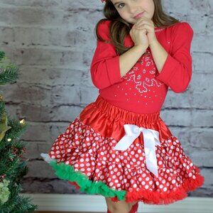 Christmas Tutu Skirts For Toddler Girls Red Green White Polka Dot Brand New